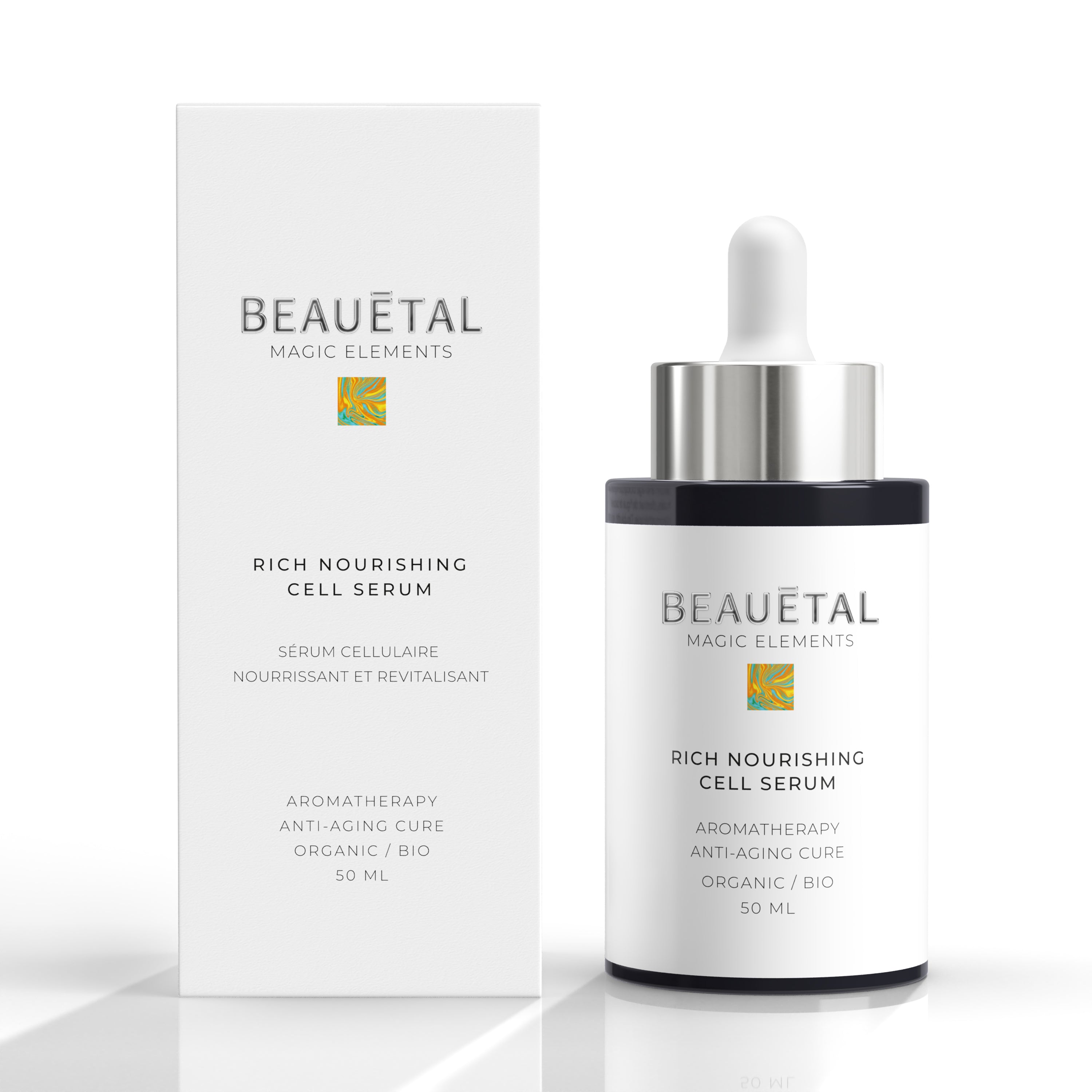 Rich Nourishing Cell Serum, vegane 2-in-1 Bio-Anti-Aging Gesichtskur für Regeneration, Kollagensynthese, Hauterneuerung, Hautelastizität & bei Stress