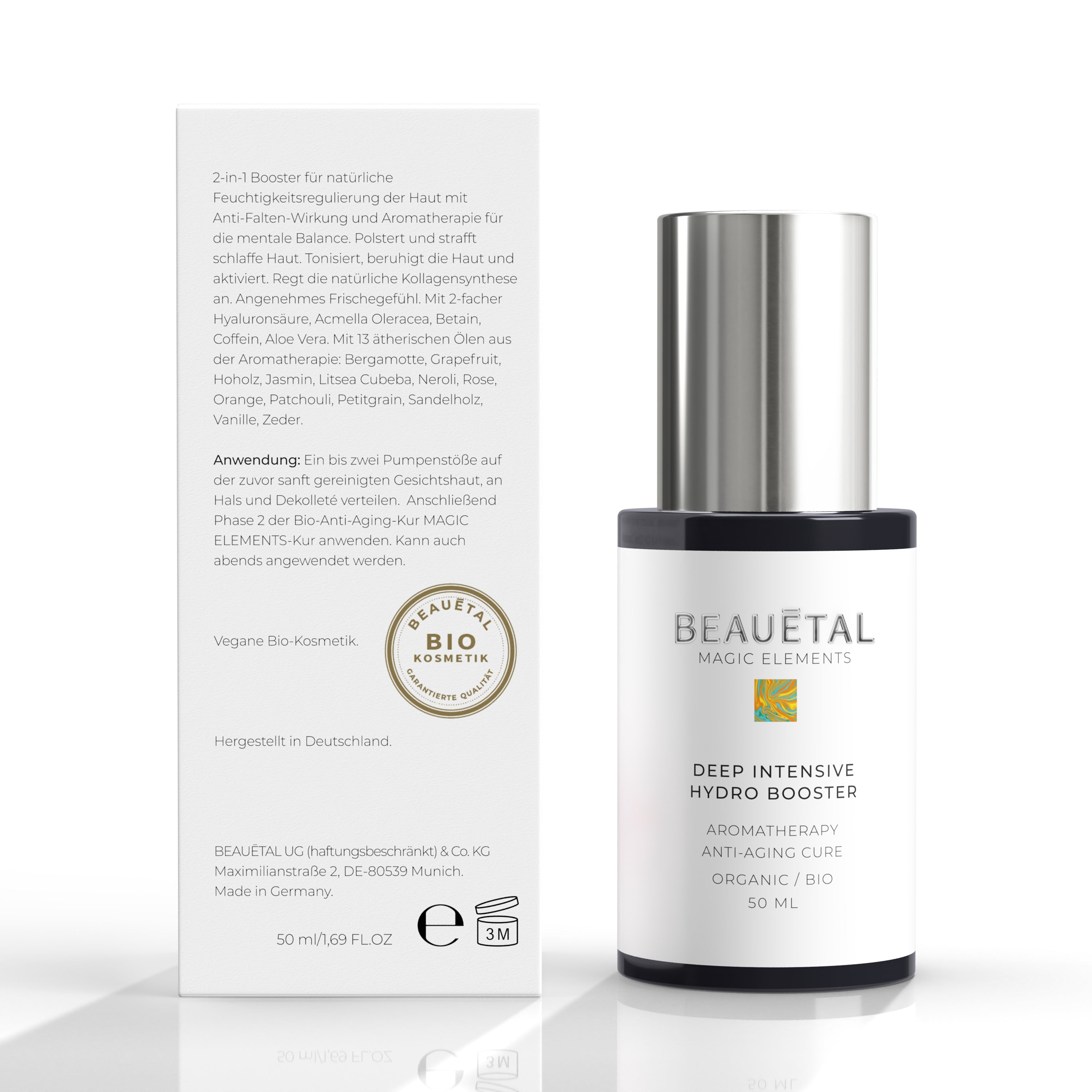 Deep Intensive Hydro Booster, 2-in-1 vegane Bio-Anti-Aging Gesichtskur für trockene Haut & tiefe Falten mit Aromathrapie